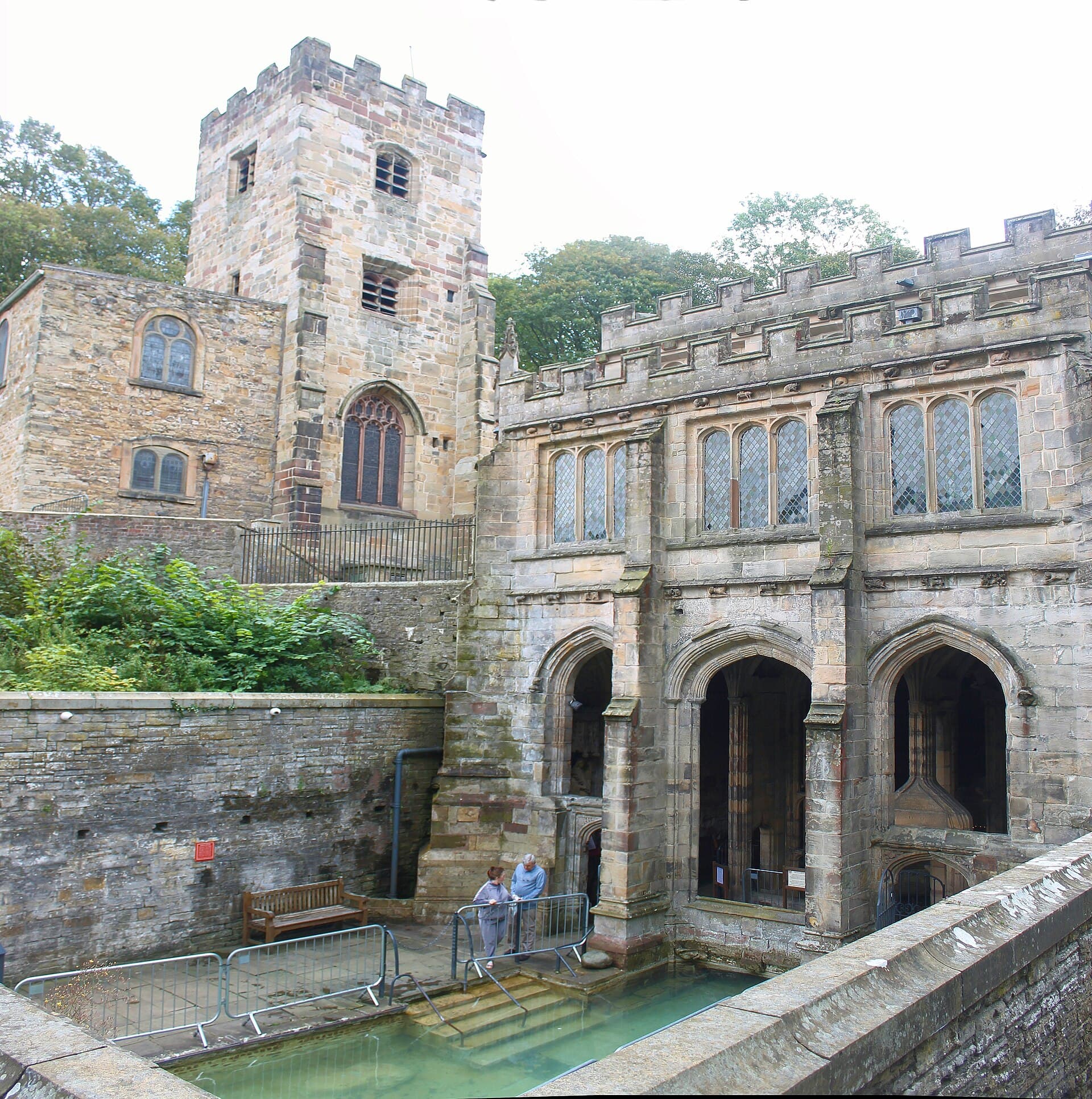 The historic stone well chapel at St Winefride's Well in Holywell