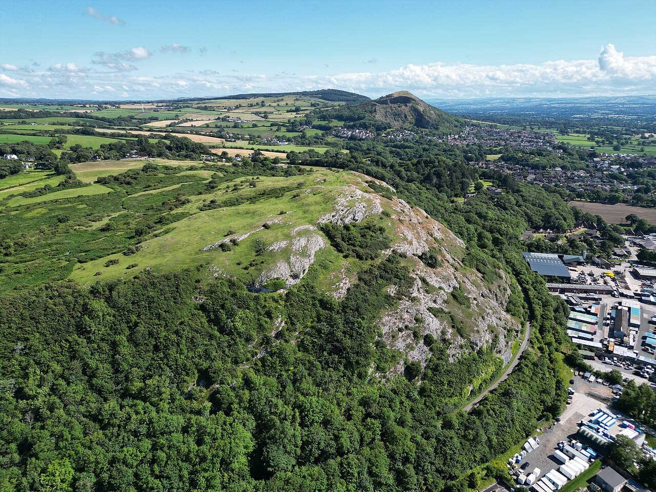 The limestone summit of Graig Fawr above Meliden, with the North Wales coast and countryside spread out beyond